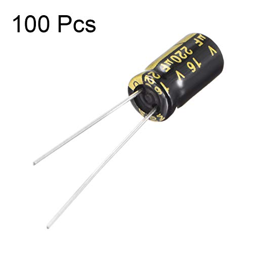 sourcing map 220uF 16V condensateur électrolytique 100pcs 105°C