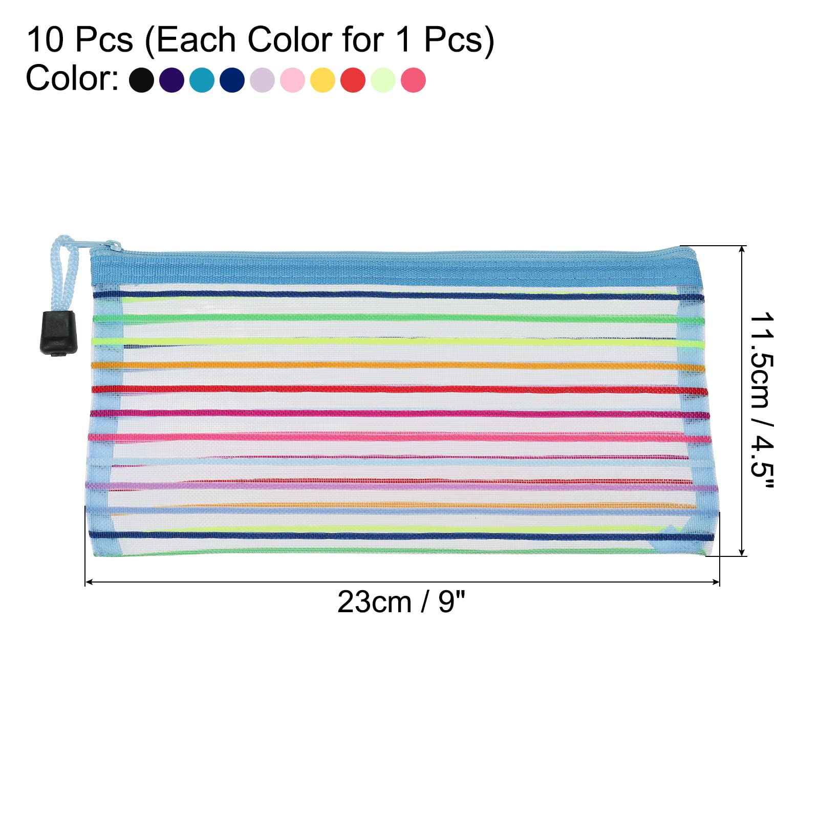 sourcing map B6 pochette maille zippée multicolore lot de 10 nylon