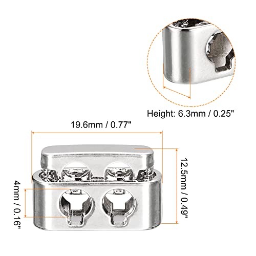 sourcing map Arrêt Cordon Argent Brillant 19mm Lot de 20