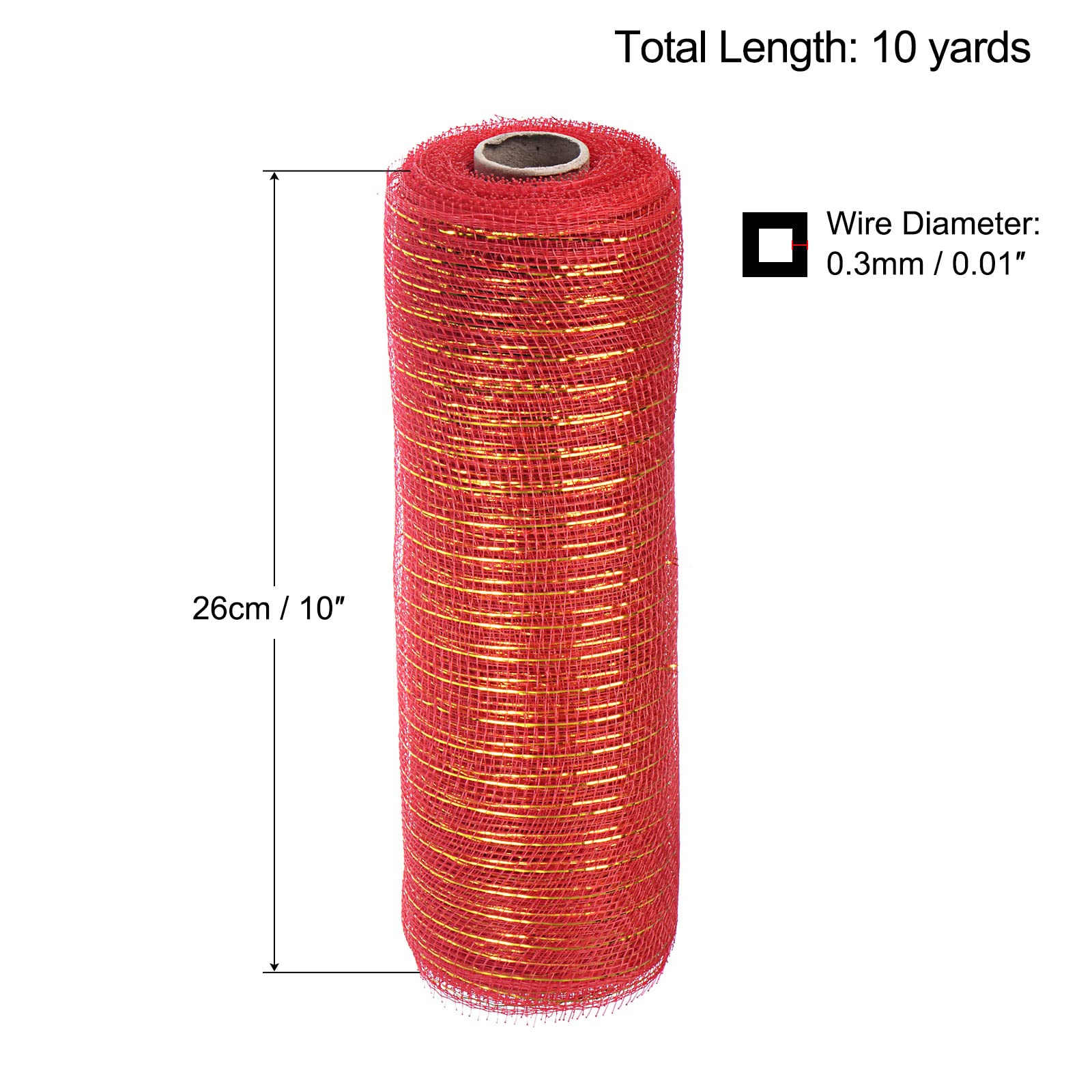 Sourcing Map Home Ruban Maille Toile Jute 26cm Rouge Or 9m