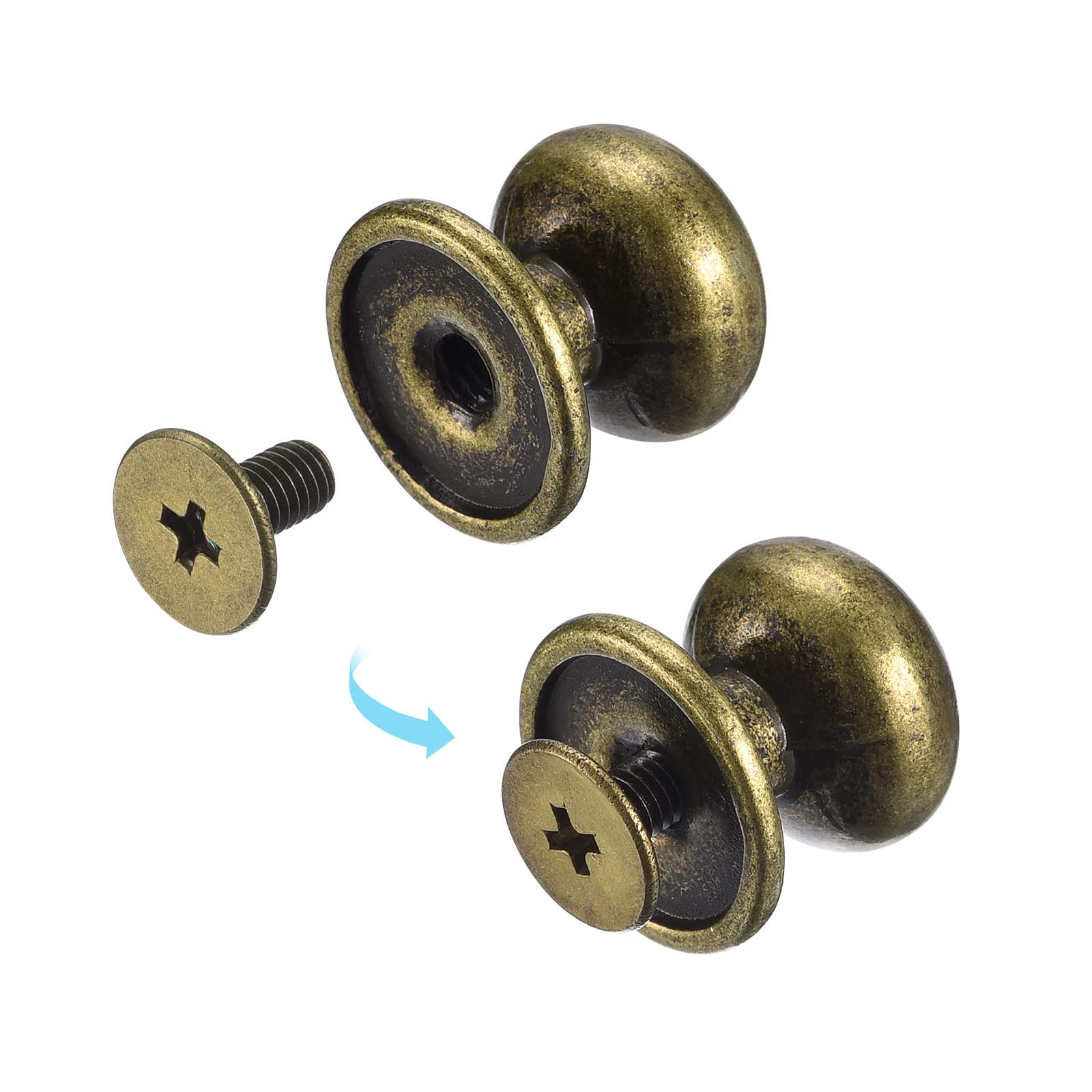 Sourcing Map 12mm Rivets à Vis Cuir Bronze 15 Pcs