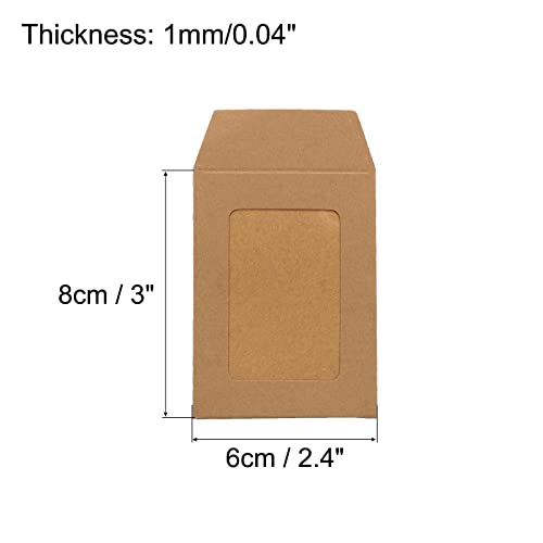 sourcing map enveloppe à fenêtre marron 8x6 cm lot de 10