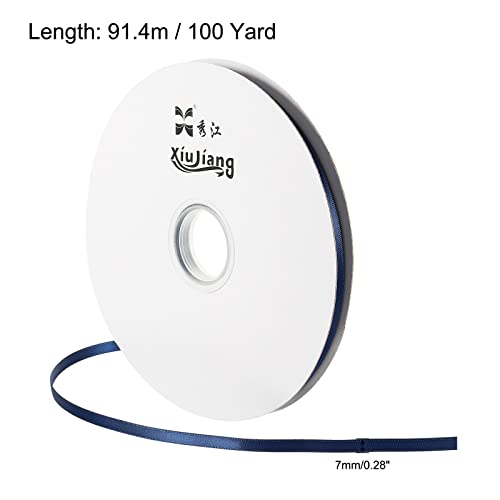 sourcingmap Ruban Satin 7mmx91,4m Rouleau Bleu Marine Polyester