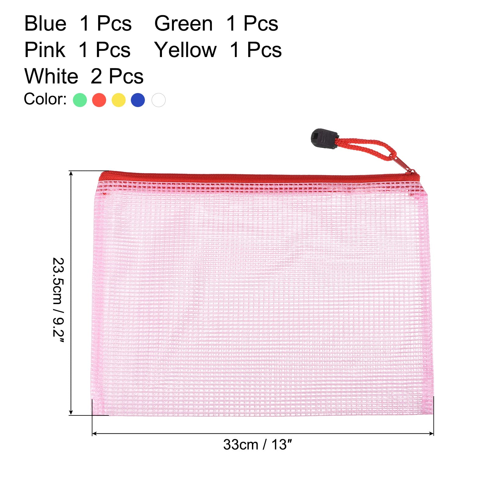 Sourcingmap pochette A4 zip couleurs assorties lot de 6