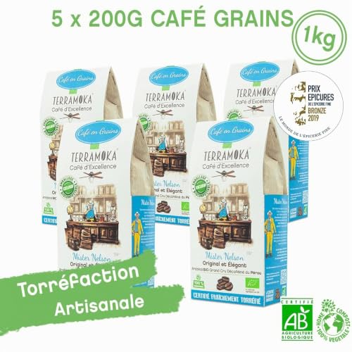 Terramoka Mister Nelson café en grains décaféiné bio 1kg fruité