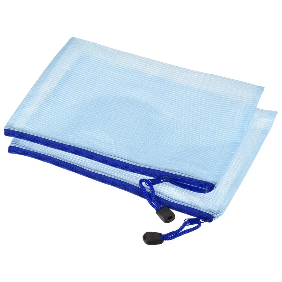 sourcing map Pochette A4 zippée bleue lot de 12 PVC