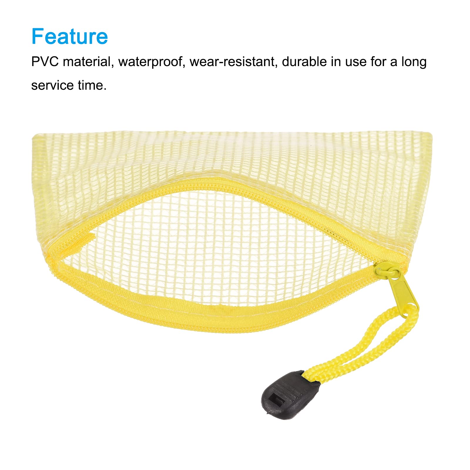 sourcing map Pochette A6 zippée jaune lot de 6 PVC