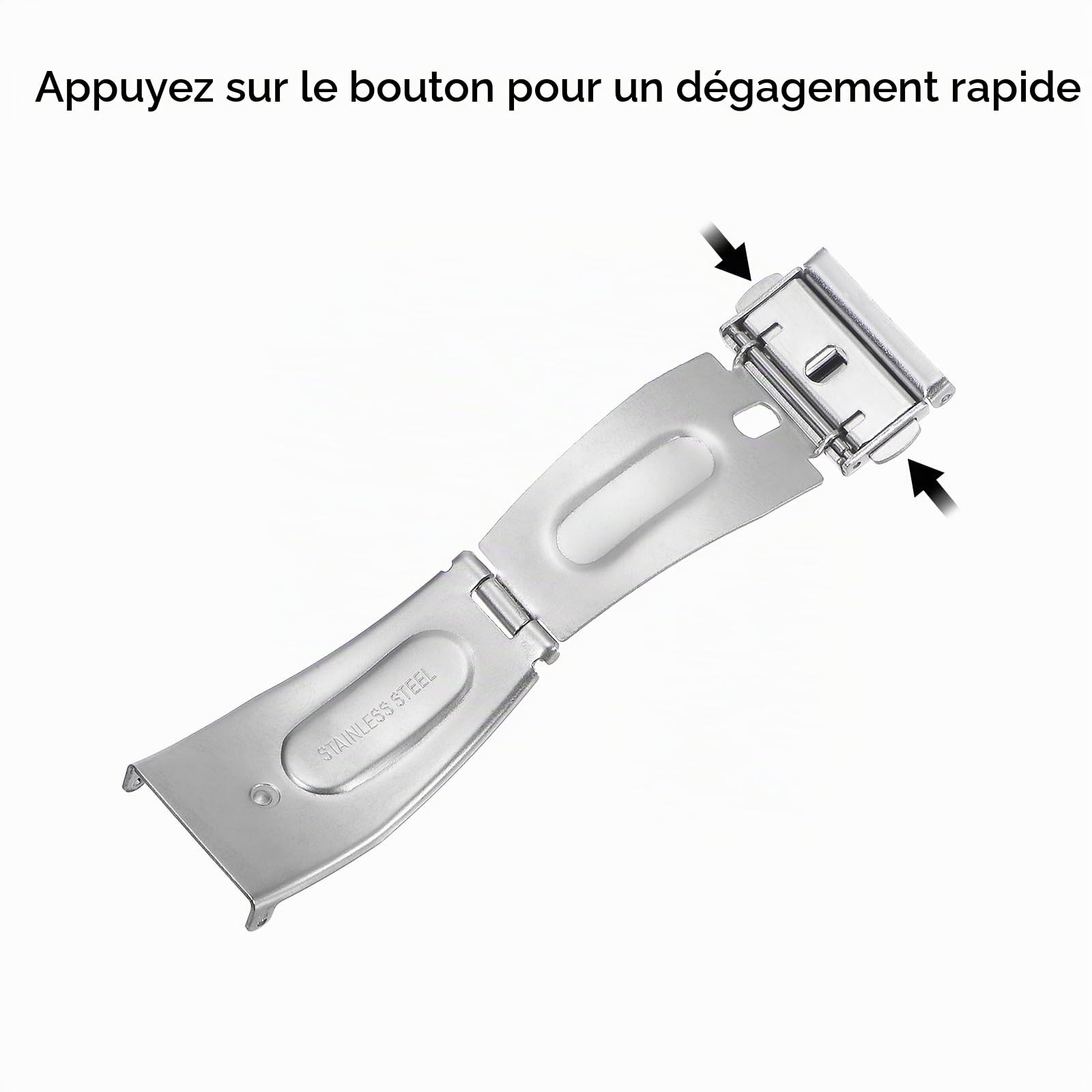 sourcing map fermoir montre déployante 18mm inox argenté