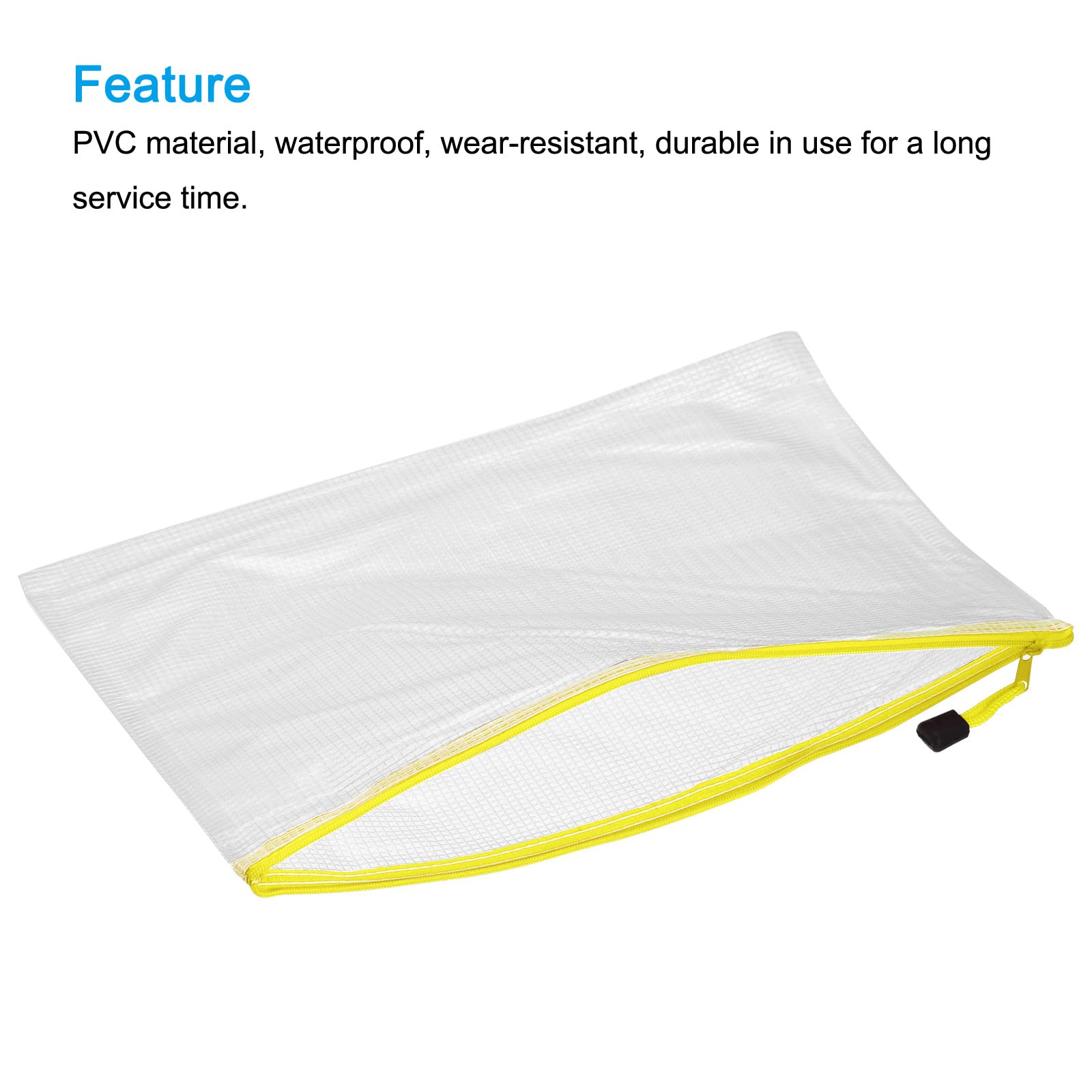 sourcing map A4 pochette zip jaune lot de 12