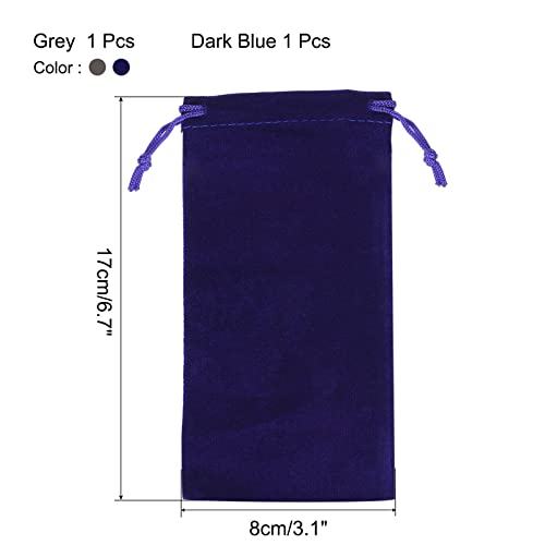 Sourcing Map 17x8cm Pochette Flanelle Bleu Gris Lot 2 Bijoux