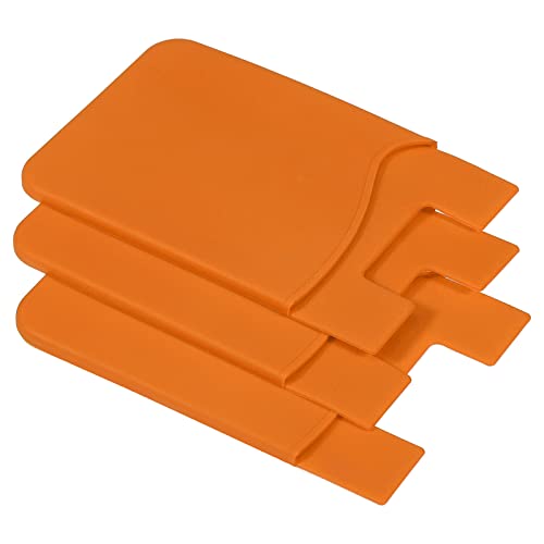 sourcing map Porte-carte adhésif téléphone silicone orange x3