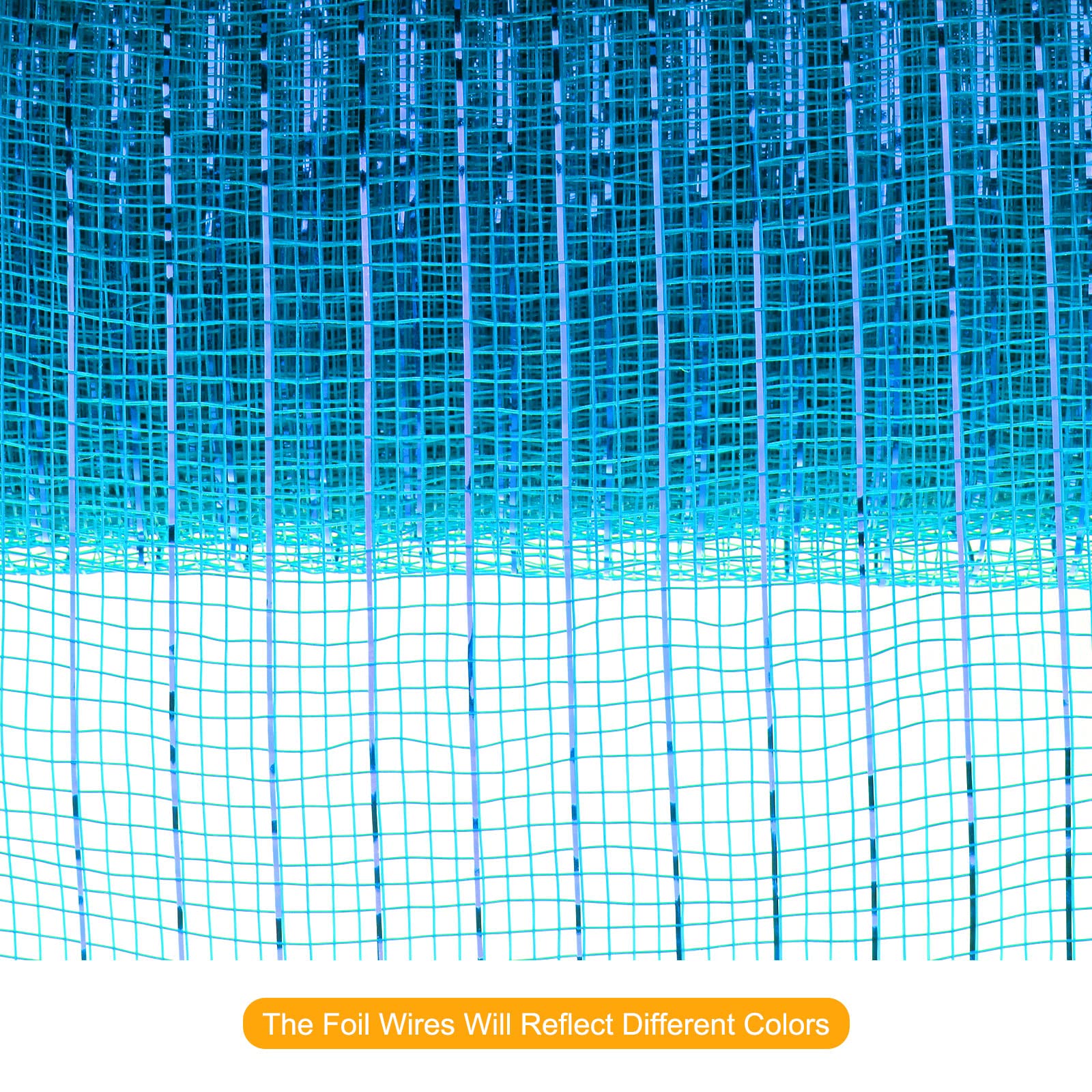 sourcing map Toile jute PP turquoise 26cm x 10 yards clinquant