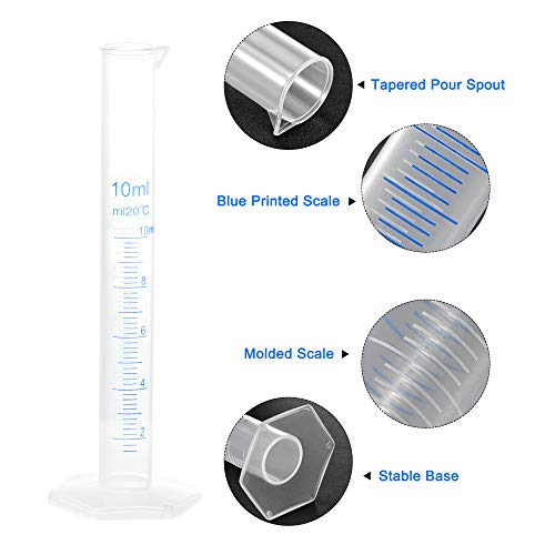 Sourcingmap 10ml cylindre gradué plastique éprouvette labo