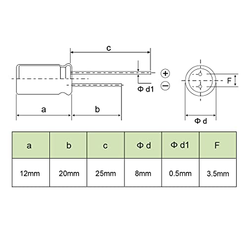 Sourcing Map Condensateur 6,8uF 400V 8x12mm x20 radial