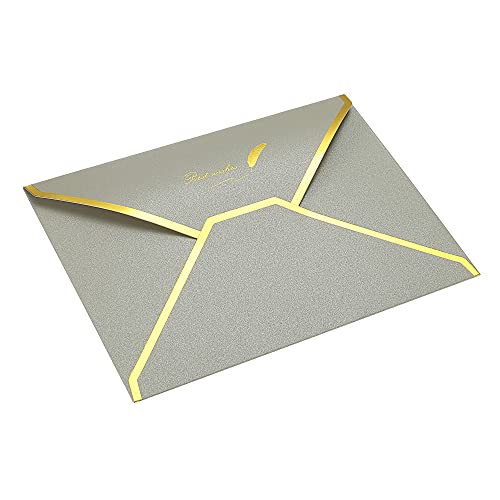 sourcing map enveloppe B6 13x18cm lot 20 argent bord doré rabat V