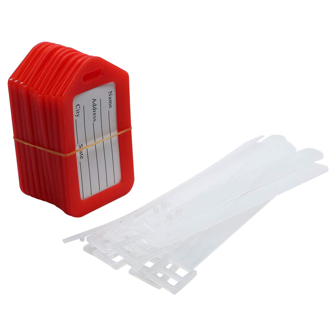 SOURCINGMAP Sports Étiquette Bagage Plastique Rouge Blanc Lot 10