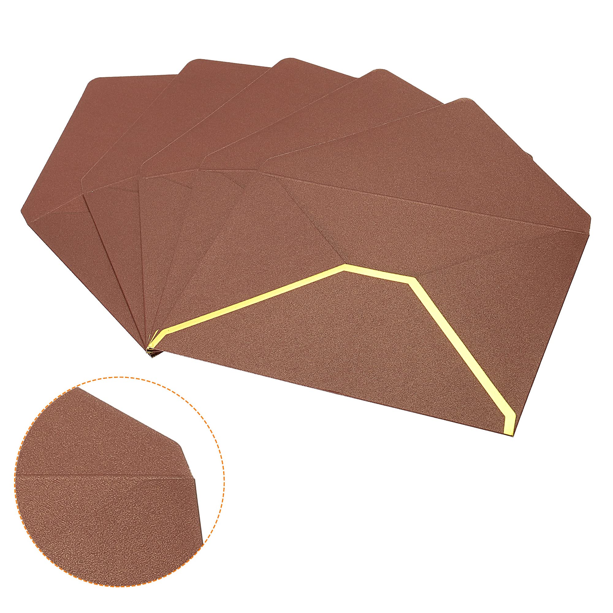 sourcing map Enveloppes B6 marron bord doré x20 mariage