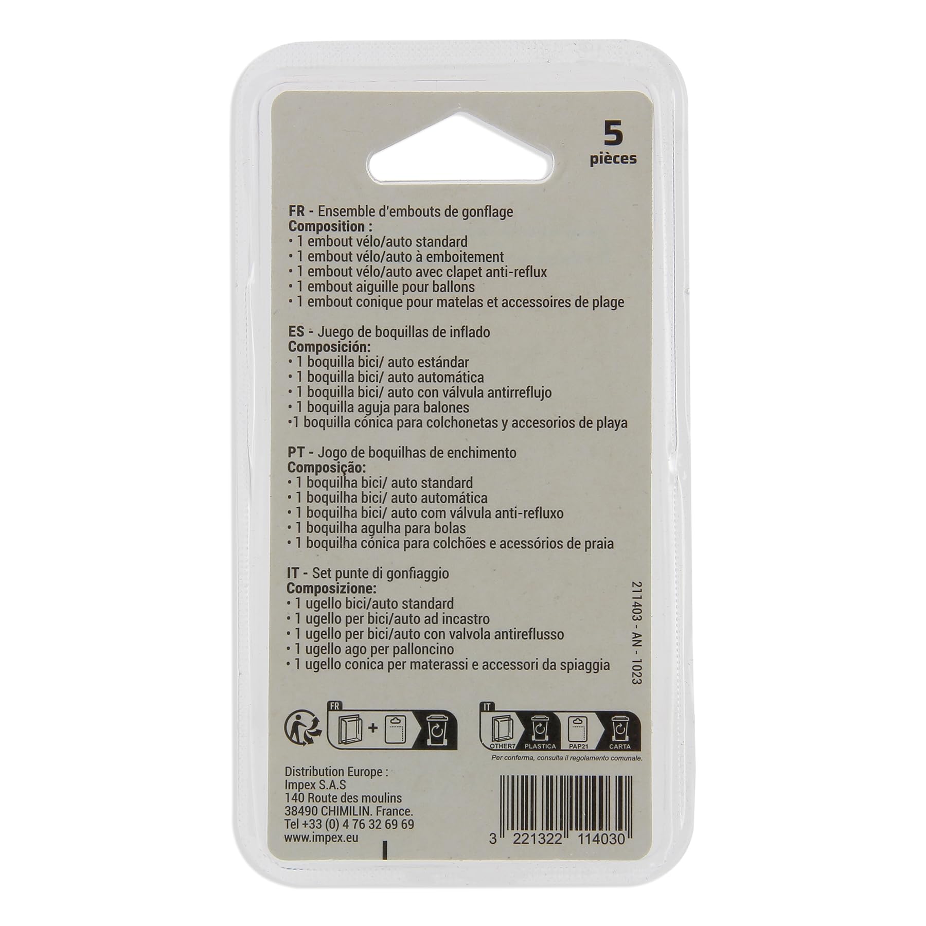 PRECISION STEEL Kit de gonflage 5 pièces vélo auto