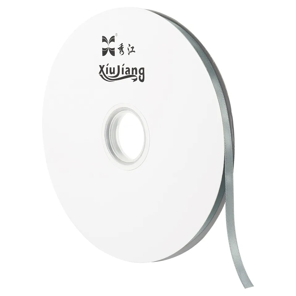 Sourcing Map Ruban Satin Gris Clair 7 mm x 91,4 m Rouleau
