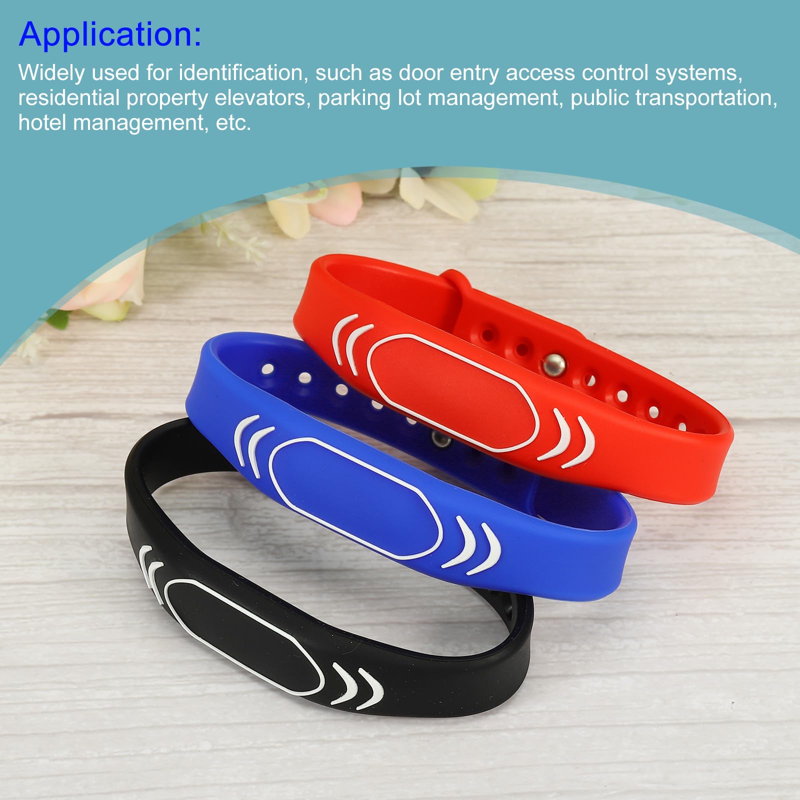 sourcing map Electronics bracelet RFID silicone 13,56 MHz bleu x1