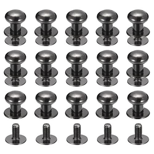 sourcing map rivet cuir tête boule 8mm noir métal lot de 15