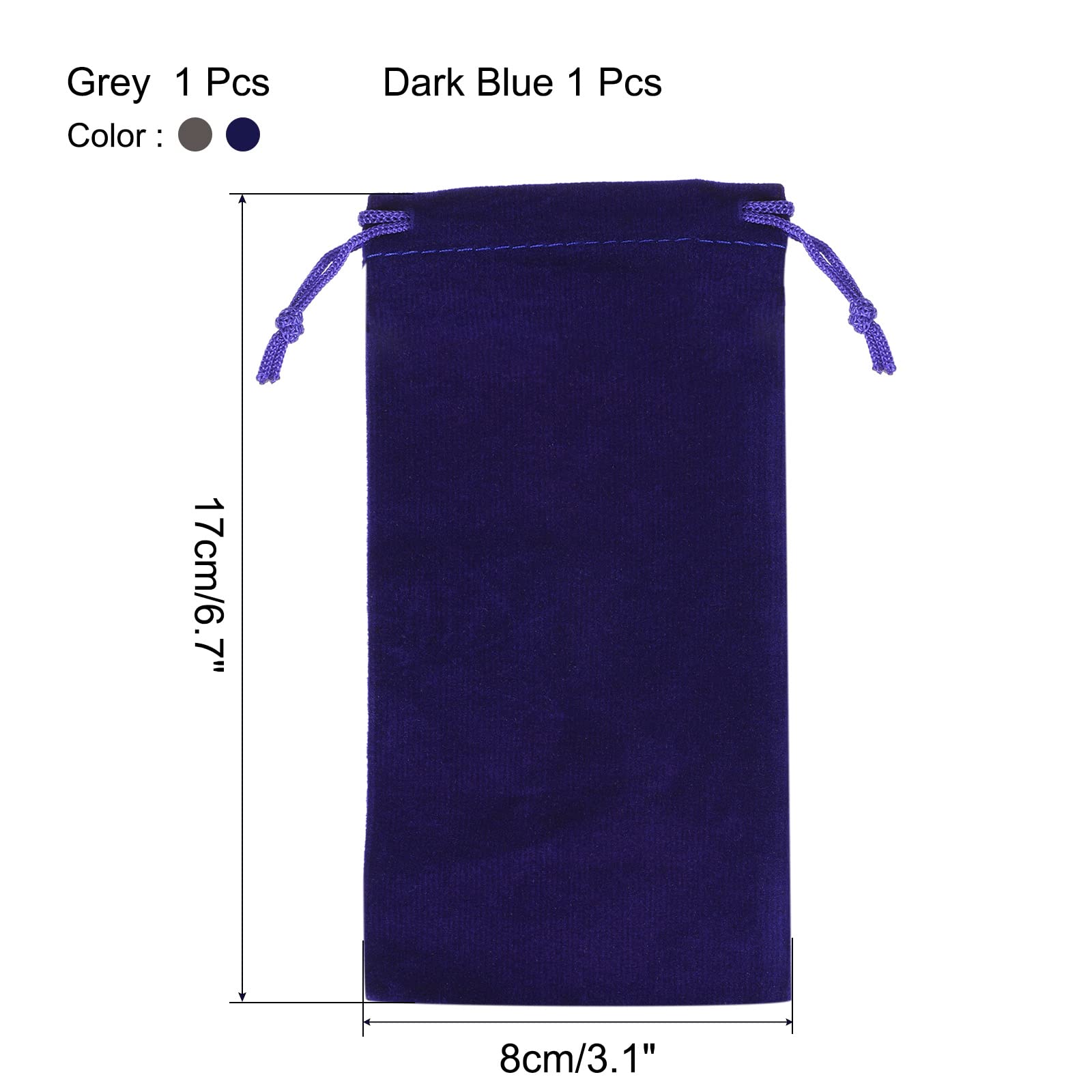 Sourcing Map 17x8cm Pochette Flanelle Bleu Gris Lot 2 Bijoux