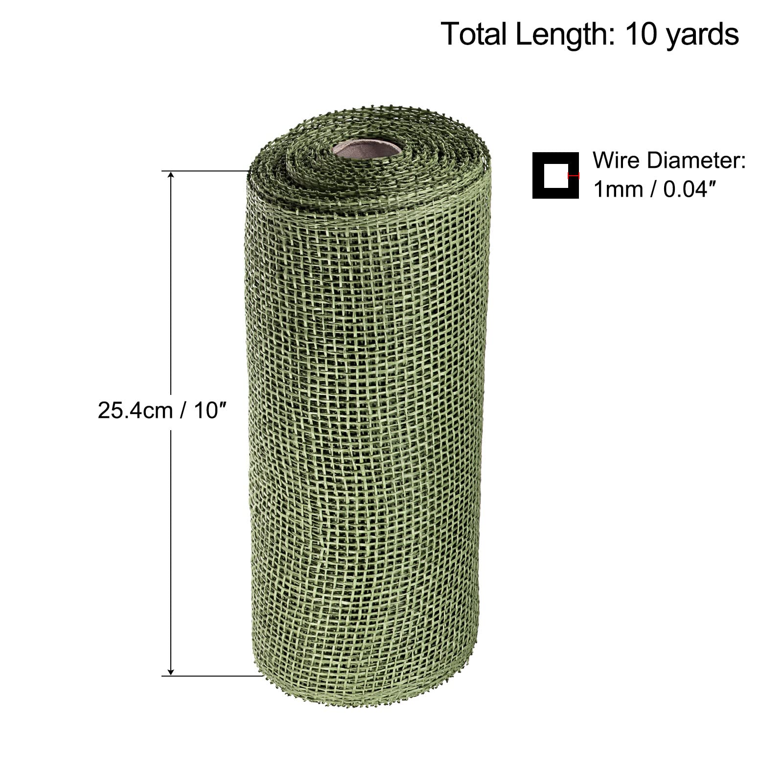 sourcing map Home & Garden ruban maille 10 pouces vert foncé 9 m