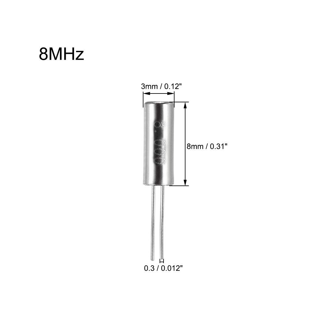 sourcing map quartz oscillateur 8MHz 3x8mm cylindrique 10 pcs