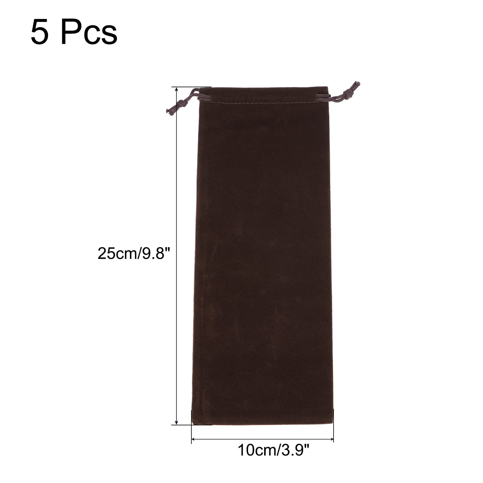 Sourcing Map Pochette Microfibre Cordon 5 pcs Marron 25x10
