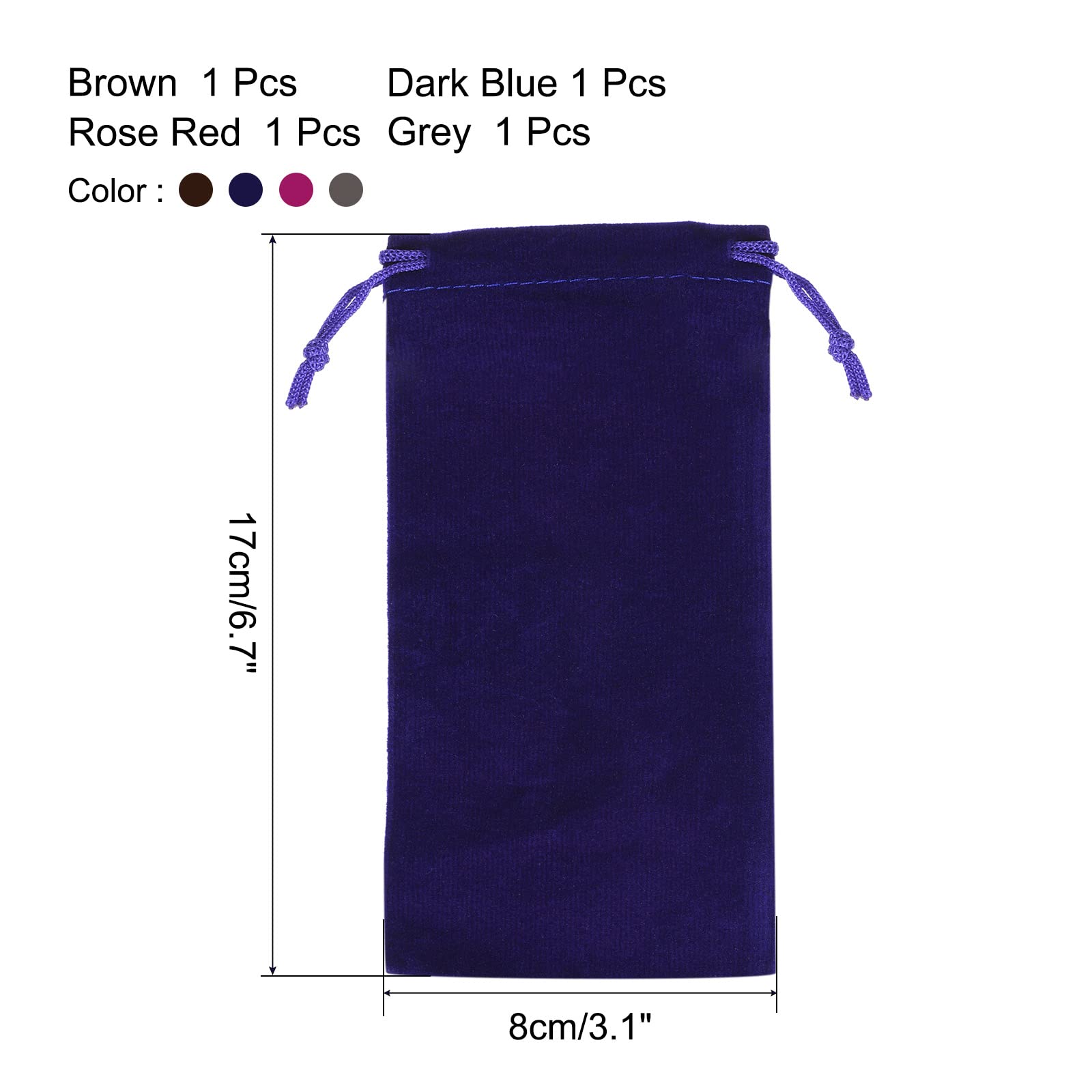 sourcingmap Pochette Flanelle 17x8cm x4 Cordon Bijoux