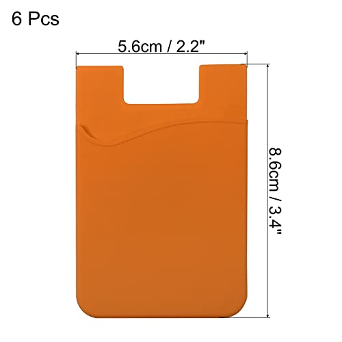 sourcing map Porte-carte téléphone silicone orange lot 6 adhésif