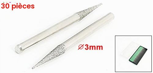 SOURCINGMAP Industrial Fraise Diamant Cône 15x1mm Tige 3mm 30Pcs