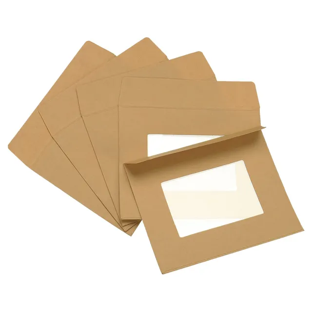 sourcing map enveloppe à fenêtre marron 10x8 cm lot de 10