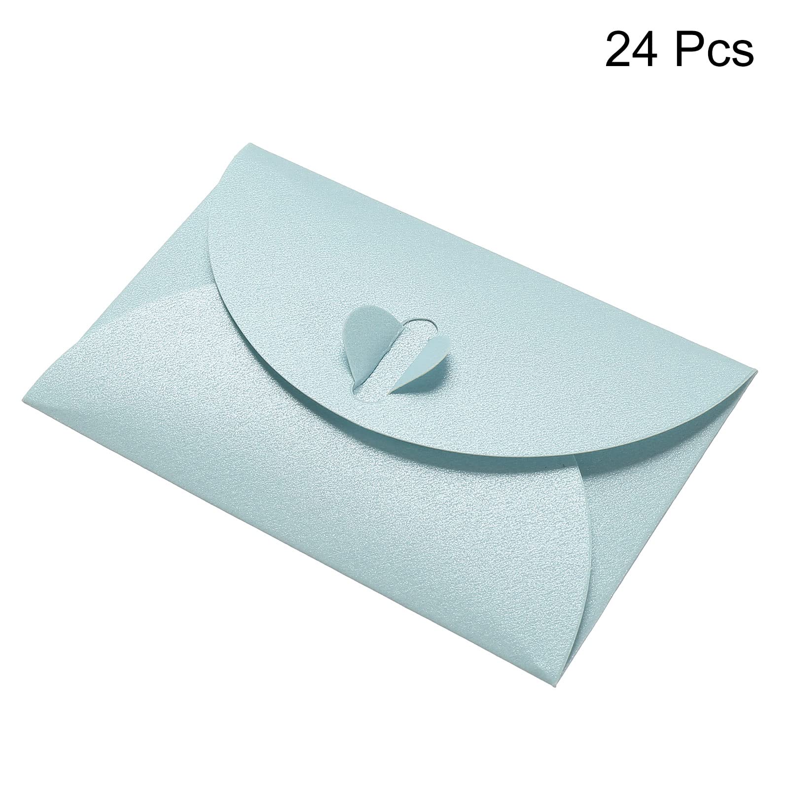 sourcing map Mini Enveloppes Cœur Bleu Clair 24 pcs 7x10,5cm