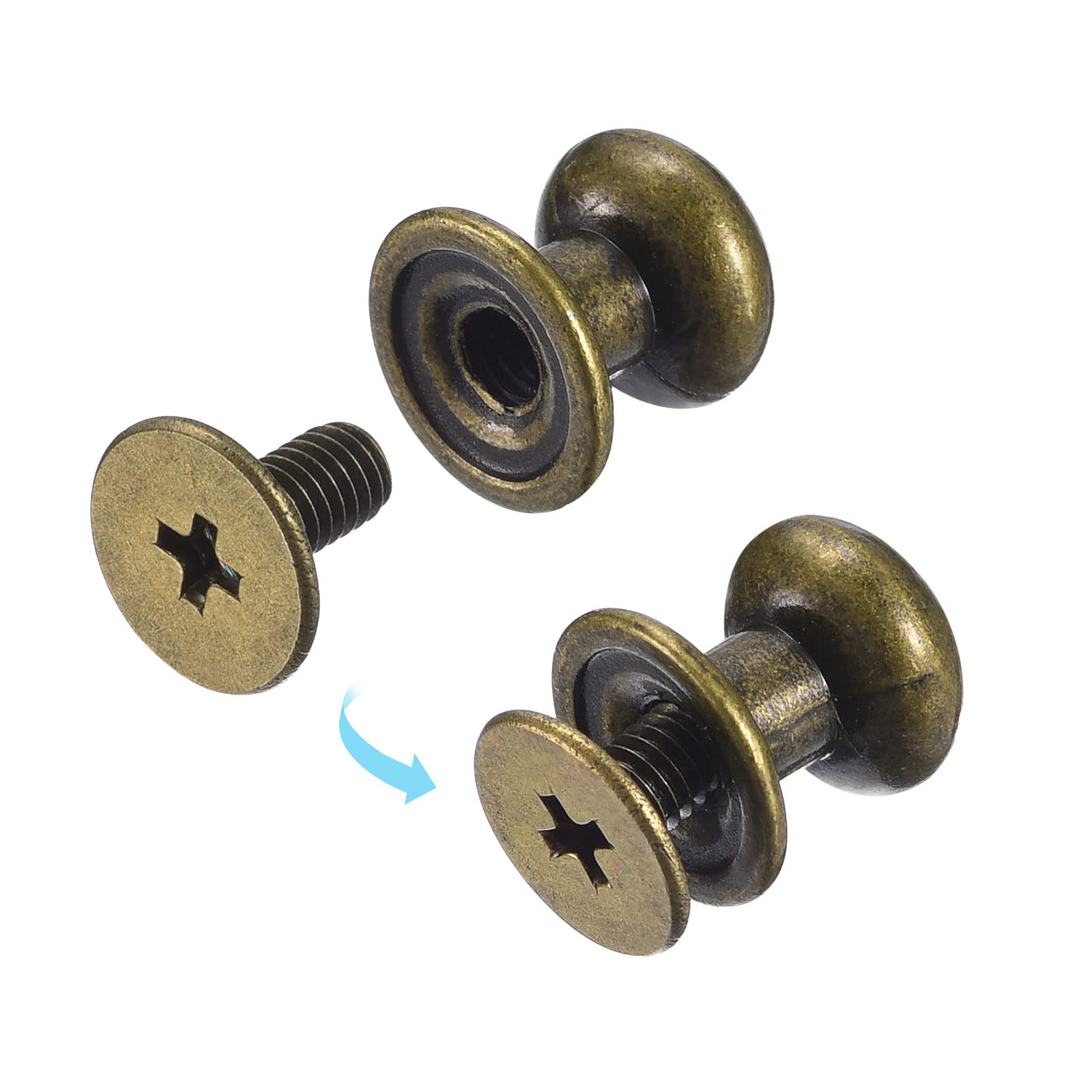 Sourcing Map Rivet Cuir Tête Ronde 8mm Bronzé x15