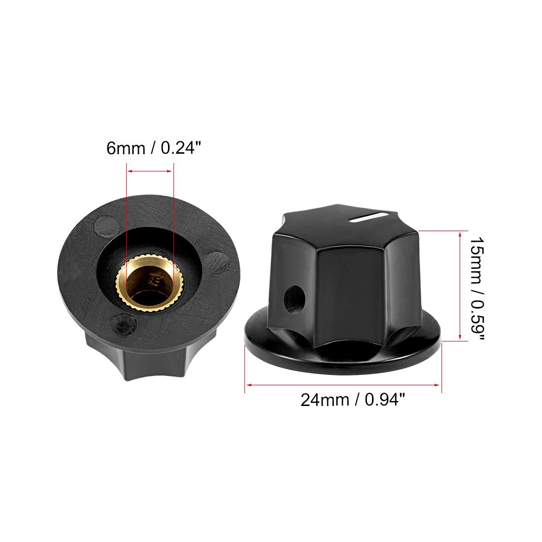 sourcing map B01 bouton potentiomètre 6mm noir 10 pcs 24x15mm