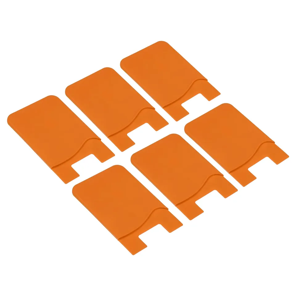 sourcing map Porte-carte téléphone silicone orange lot 6 adhésif