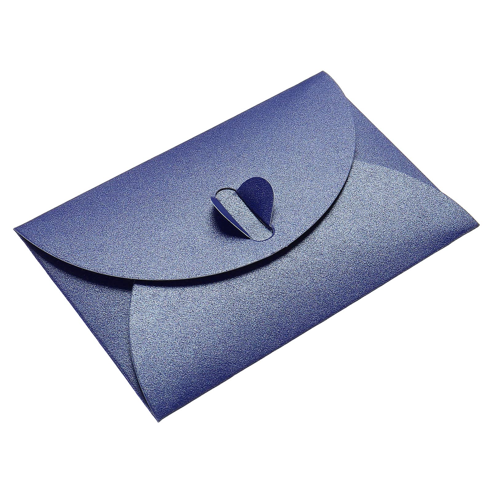 Sourcing Map 24 Mini Enveloppes papier cœur bleu foncé 7x10,5