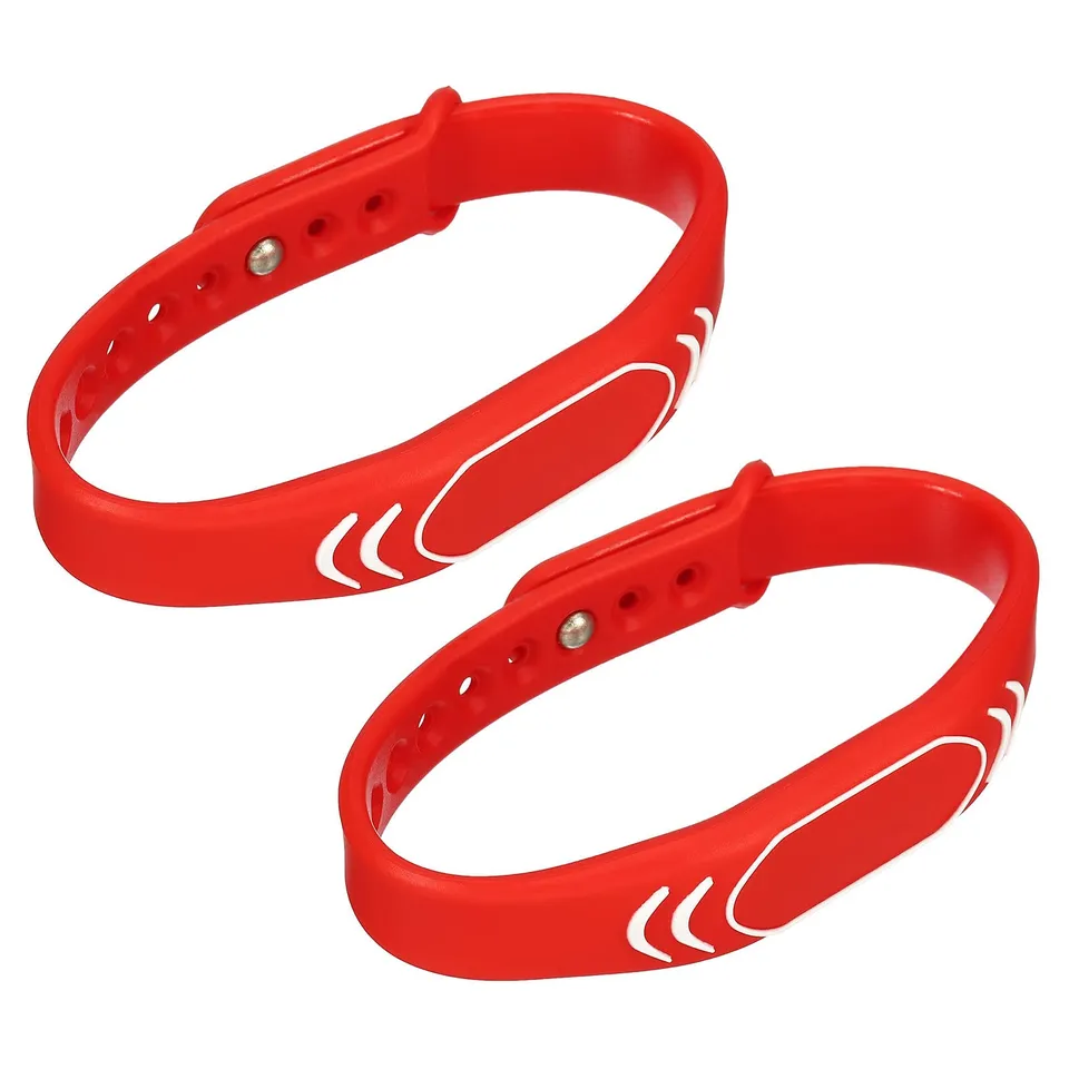 sourcing map Electronics bracelet RFID silicone 13,56 MHz rouge x2