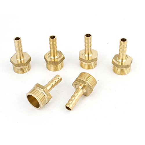 Sourcing Map Raccord cannelé laiton 3/8PTx6mm lot de 6
