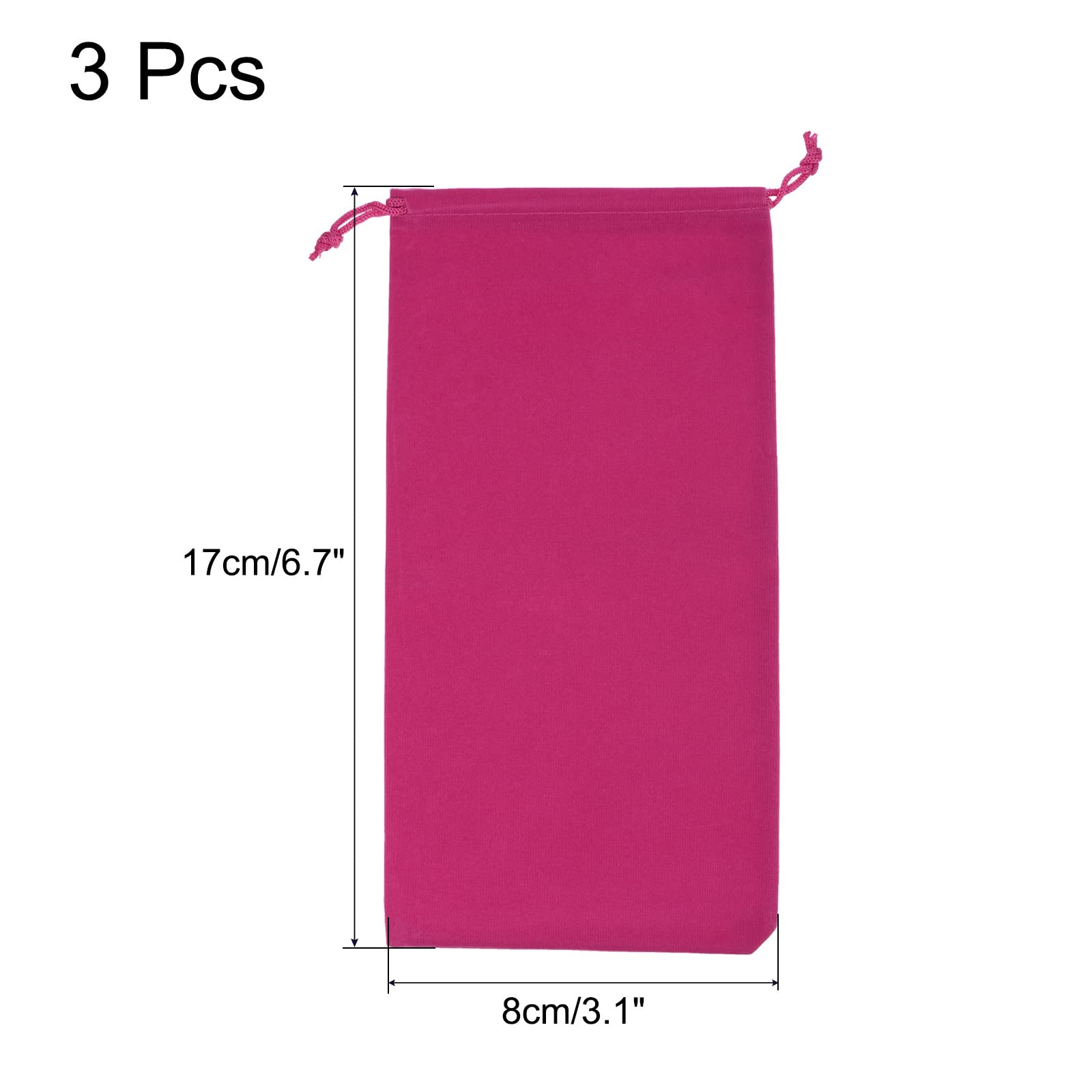 Sourcing Map 3 Pochettes Microfibre 17x8cm Rose Rouge Cordon