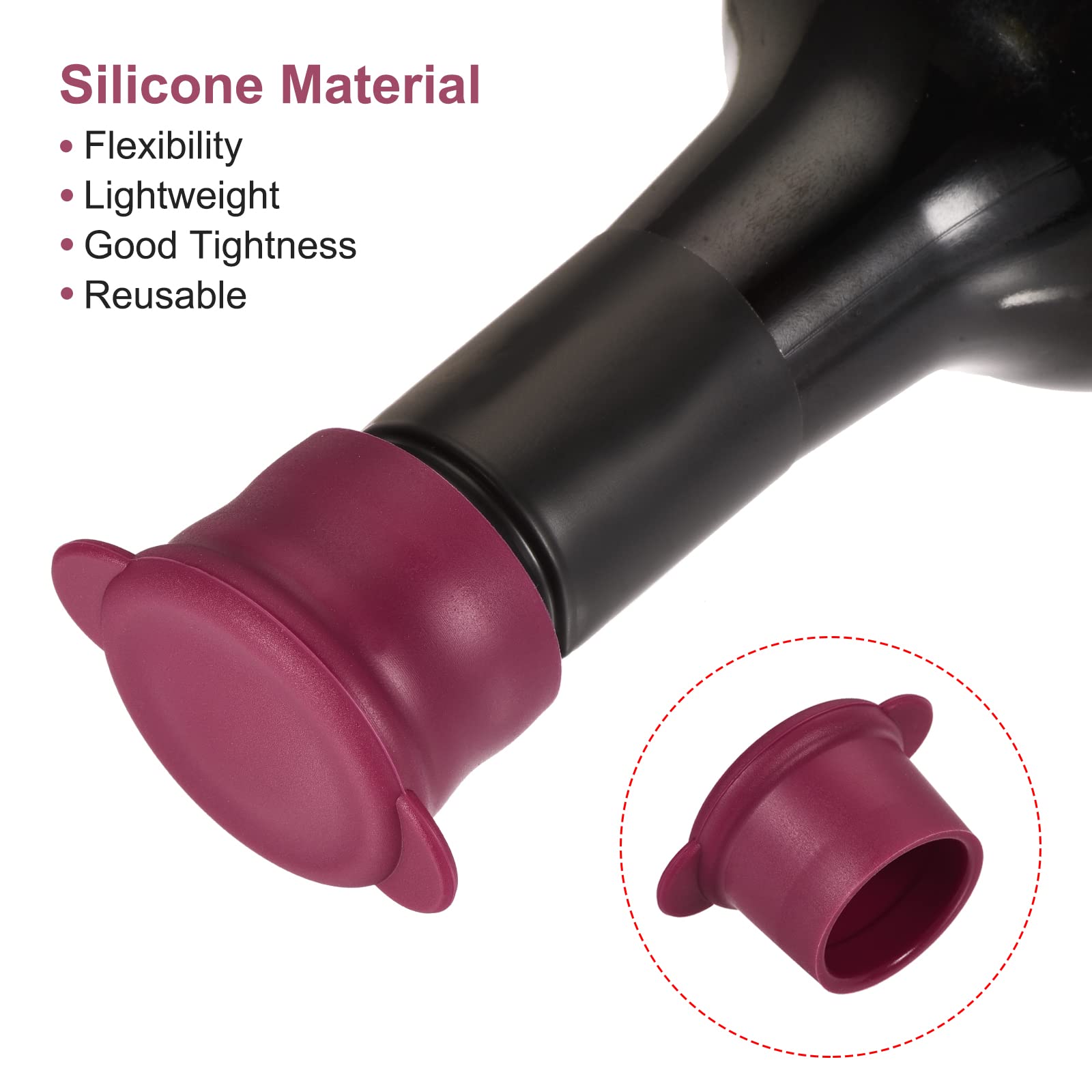 Sourcing map bouchon bouteille silicone 27mm fuchsia 10 pièces