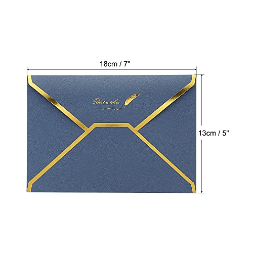 sourcing map enveloppe bleue B6 13x18cm lot 20 bord doré
