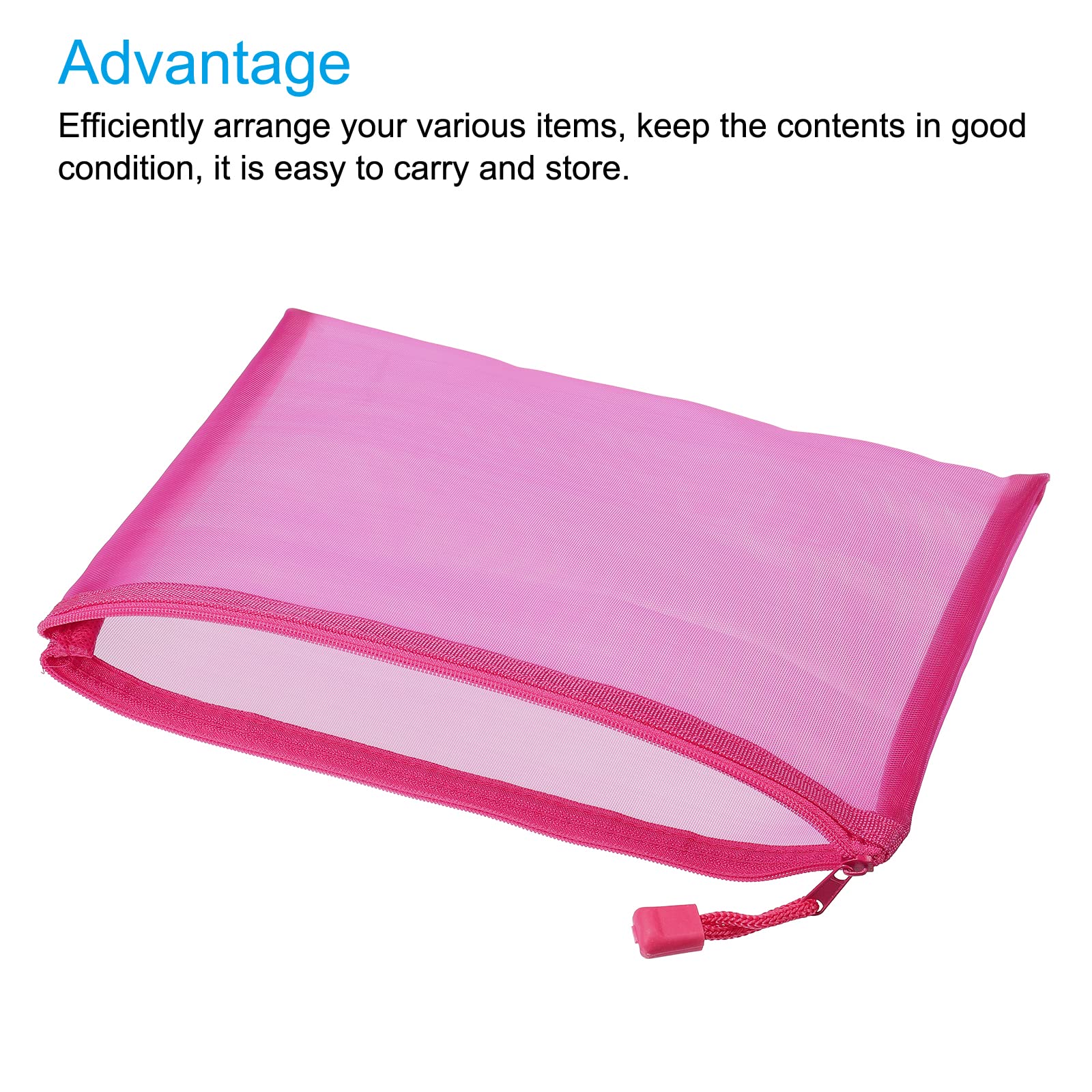 sourcing map A5 pochette zip nylon rose rouge lot 6