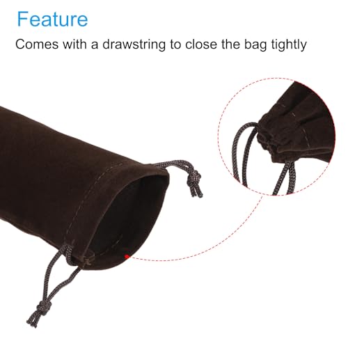 Sourcing Map Pochette Microfibre Cordon 5 pcs Marron 25x10