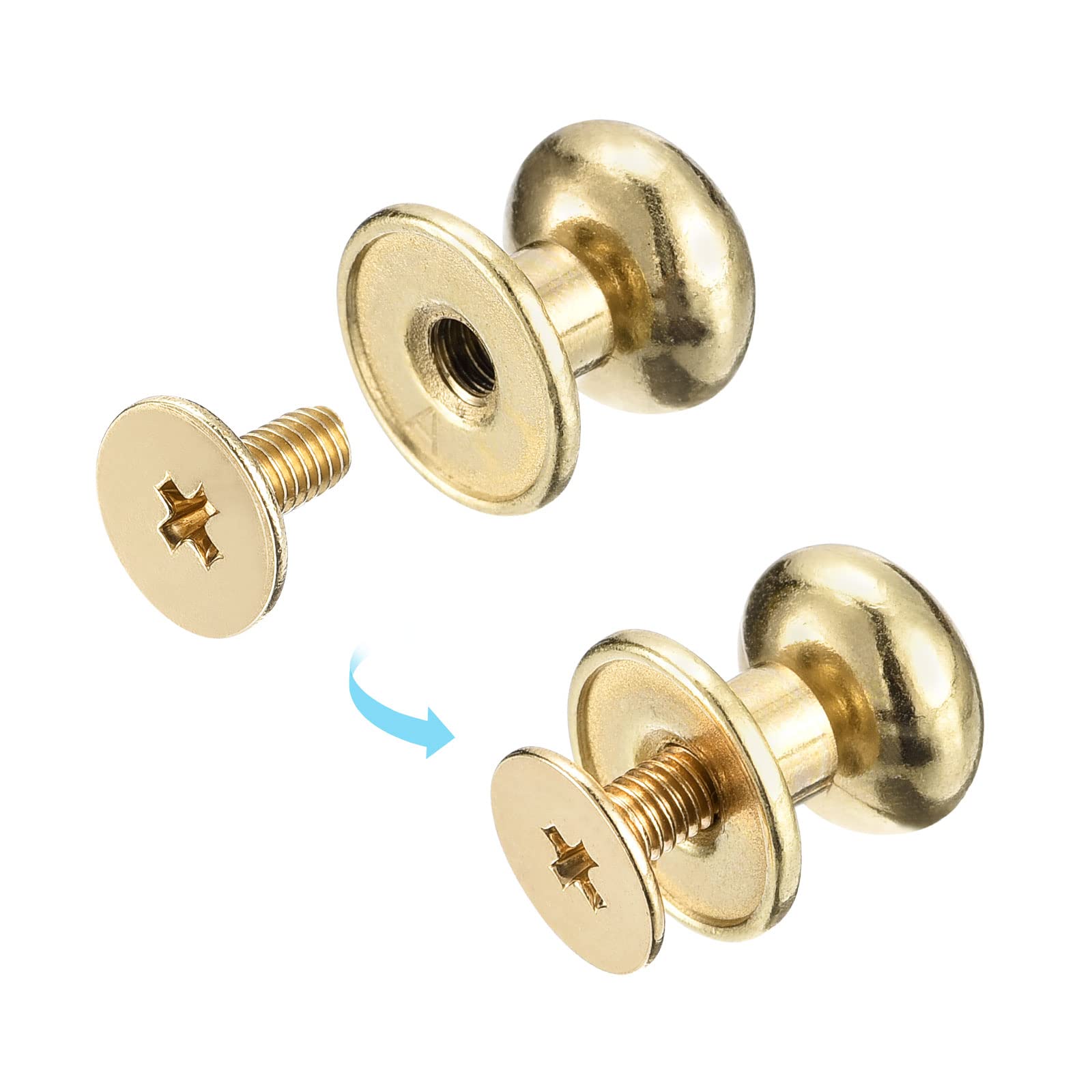 Sourcing Map Home & Garden rivet cuir 10mm doré 15 pcs à vis
