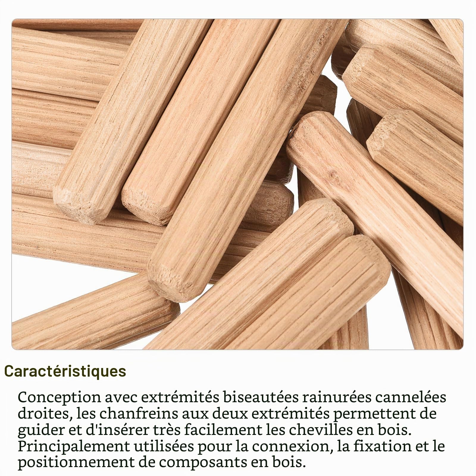 Sourcingmap Tourillons bois 8x50 mm brun clair lot 50 cannelés