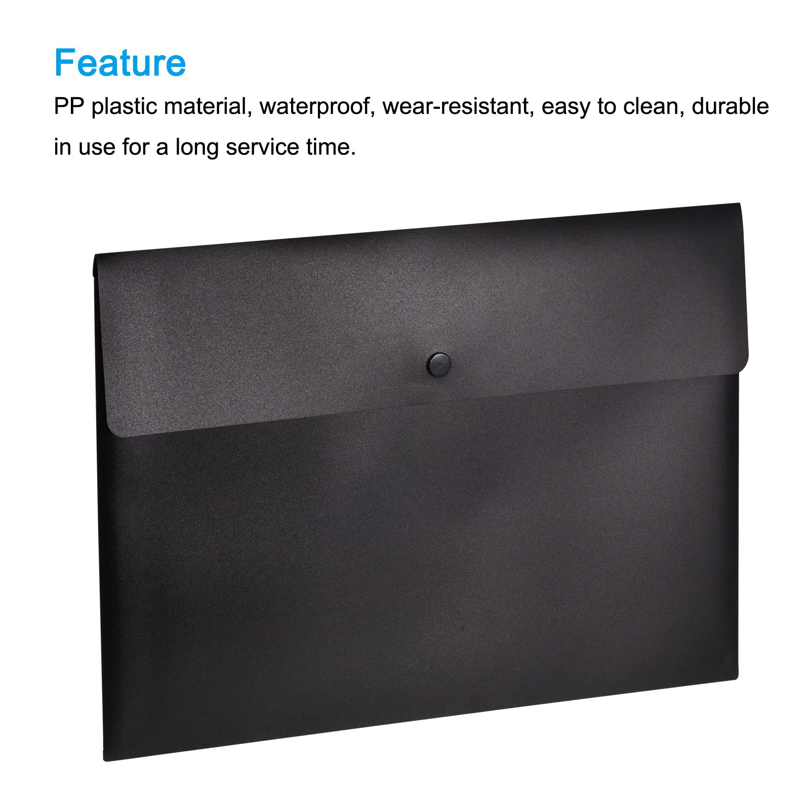 sourcing map A4 pochette à bouton noire lot de 10
