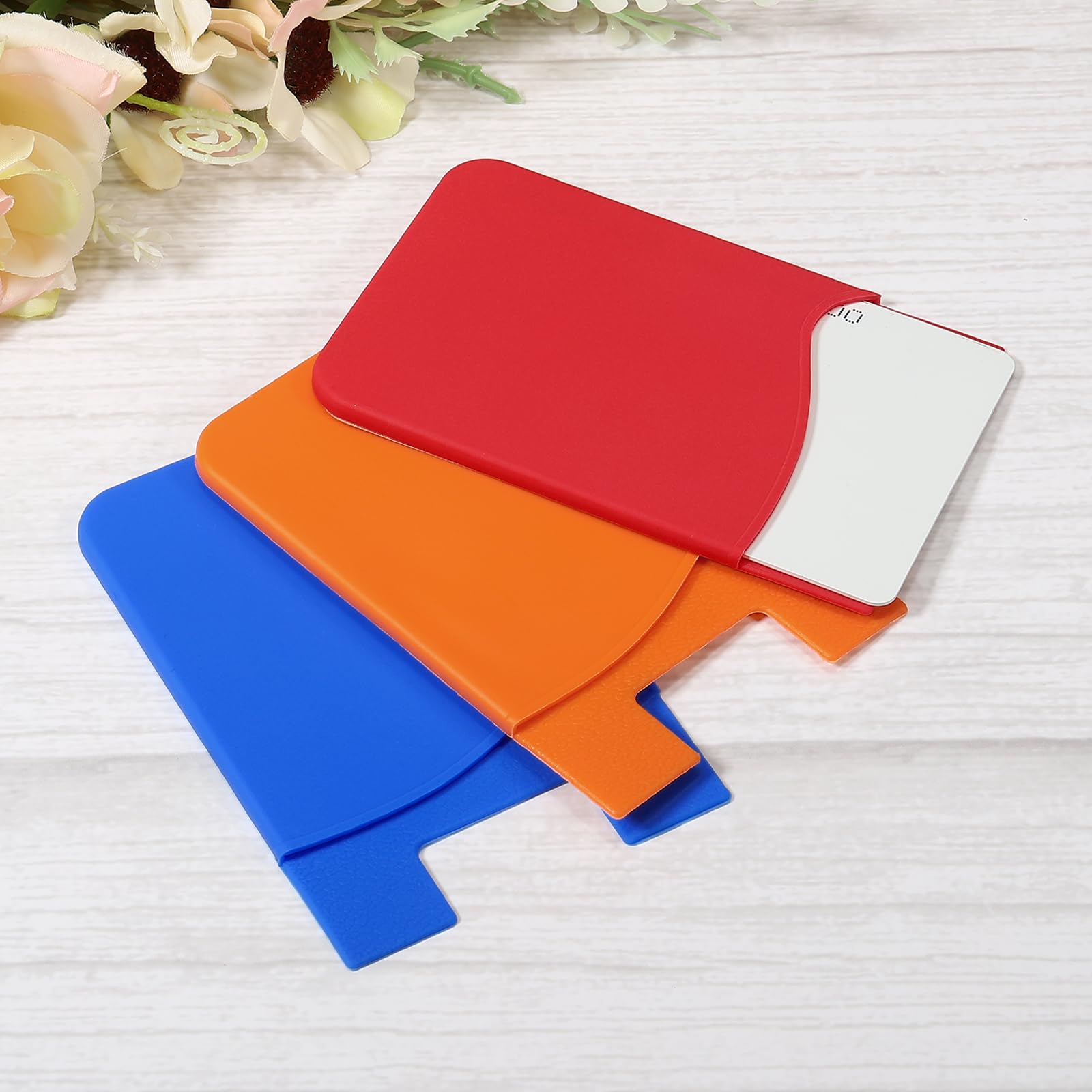 sourcing map Porte-carte téléphone silicone orange lot 6 adhésif