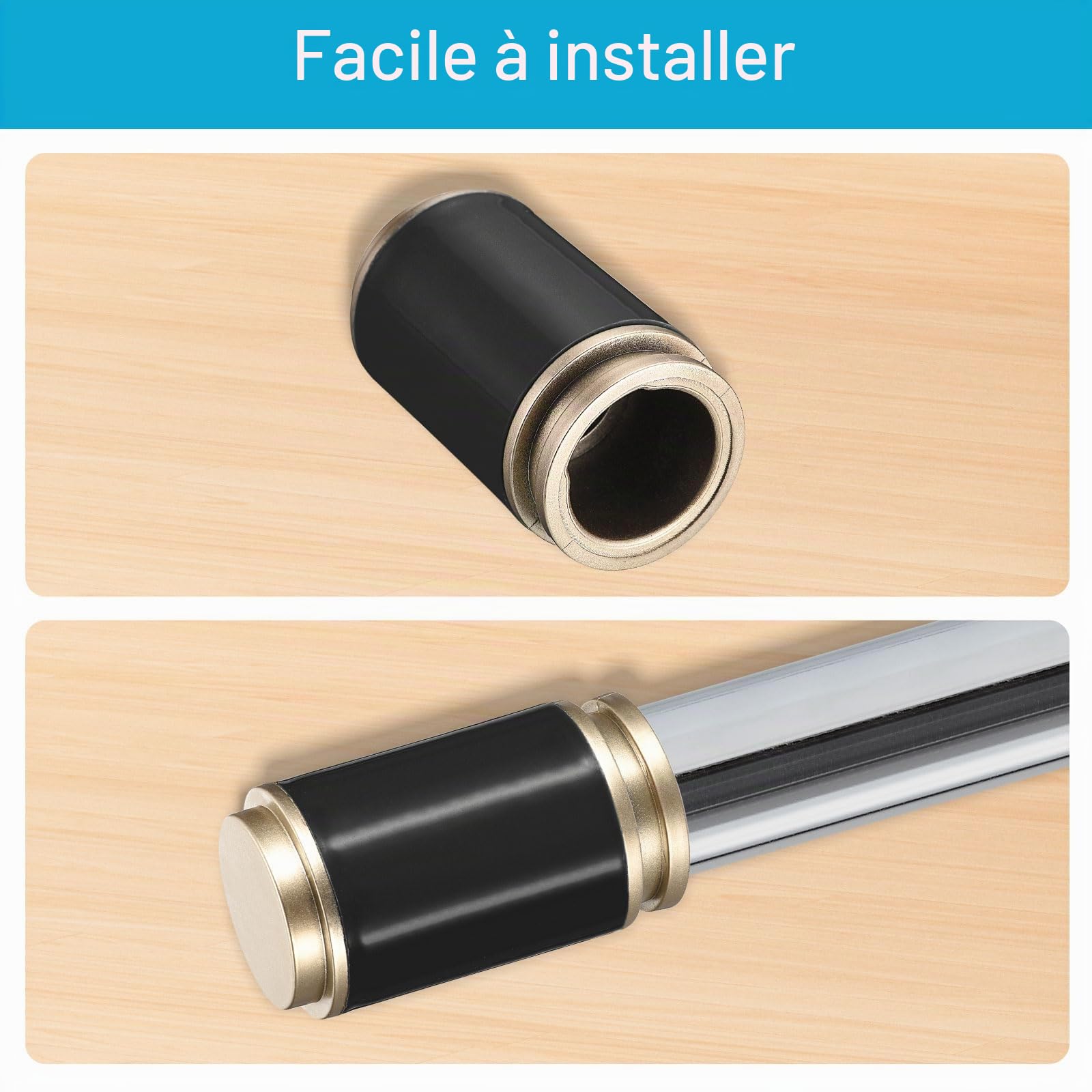 Sourcingmap 6 embouts tringle rideau noir 28-30 mm PP